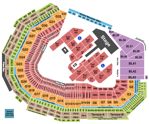 Fenway Park Shakira Seating Chart